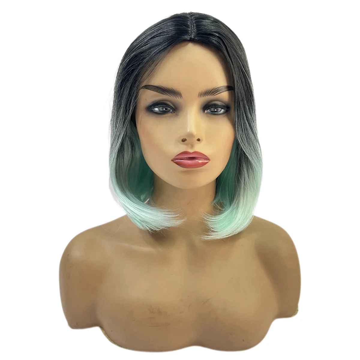 Quick Wig Mint Green Wig Short Straight Synthetic Wigs Ombre Wigs for Women Heat Resistant Wig