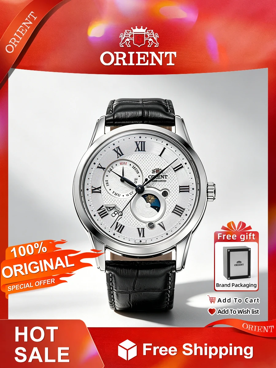Reloj mecánico automático de moda para hombre japonés original Orient - Reloj de pulsera con calendario de cristal de zafiro de acero inoxidable
