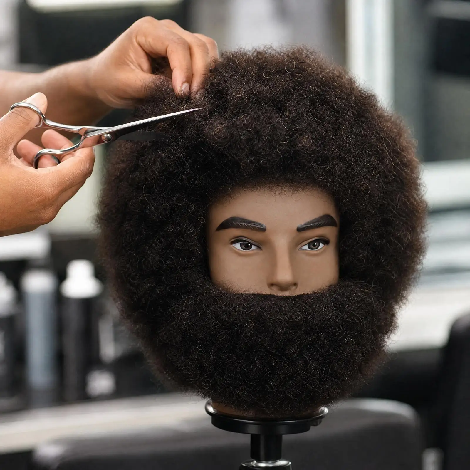 Styling Mannequin Heat Styling Afro Curly Mannequin Head with Authentic Hair