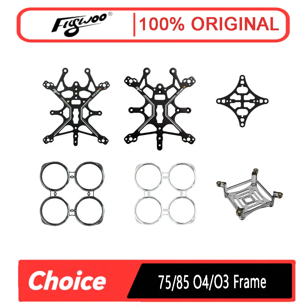 FLYWOO FlyLens 75/85 Kit de accesorios de marco - Soporte VTX, placa inferior de fibra de carbono (para drones de estilo libre O4/O3 y FPV)