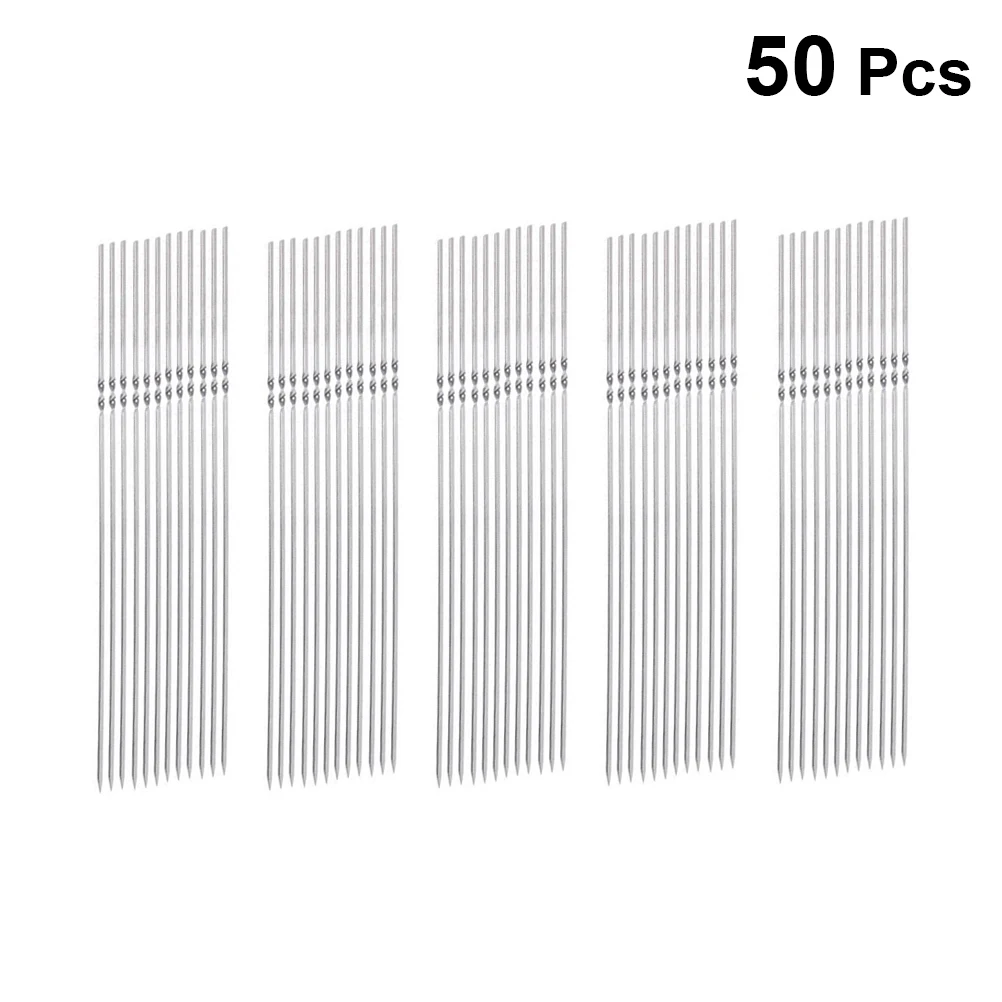 

50pcs 40Cm Stainless Steel Barbecue Skewers Durable Thickened Reusable Bbq Sticks Heavy Duty Rust Free Wide Design Outdoor