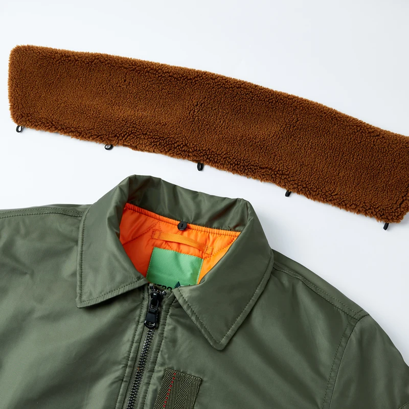 Winter Army Green Thickened Parka Tactical Military Jacket with Removable Fur Collar Pilot Air Force Style Coat Bomber Overcoat