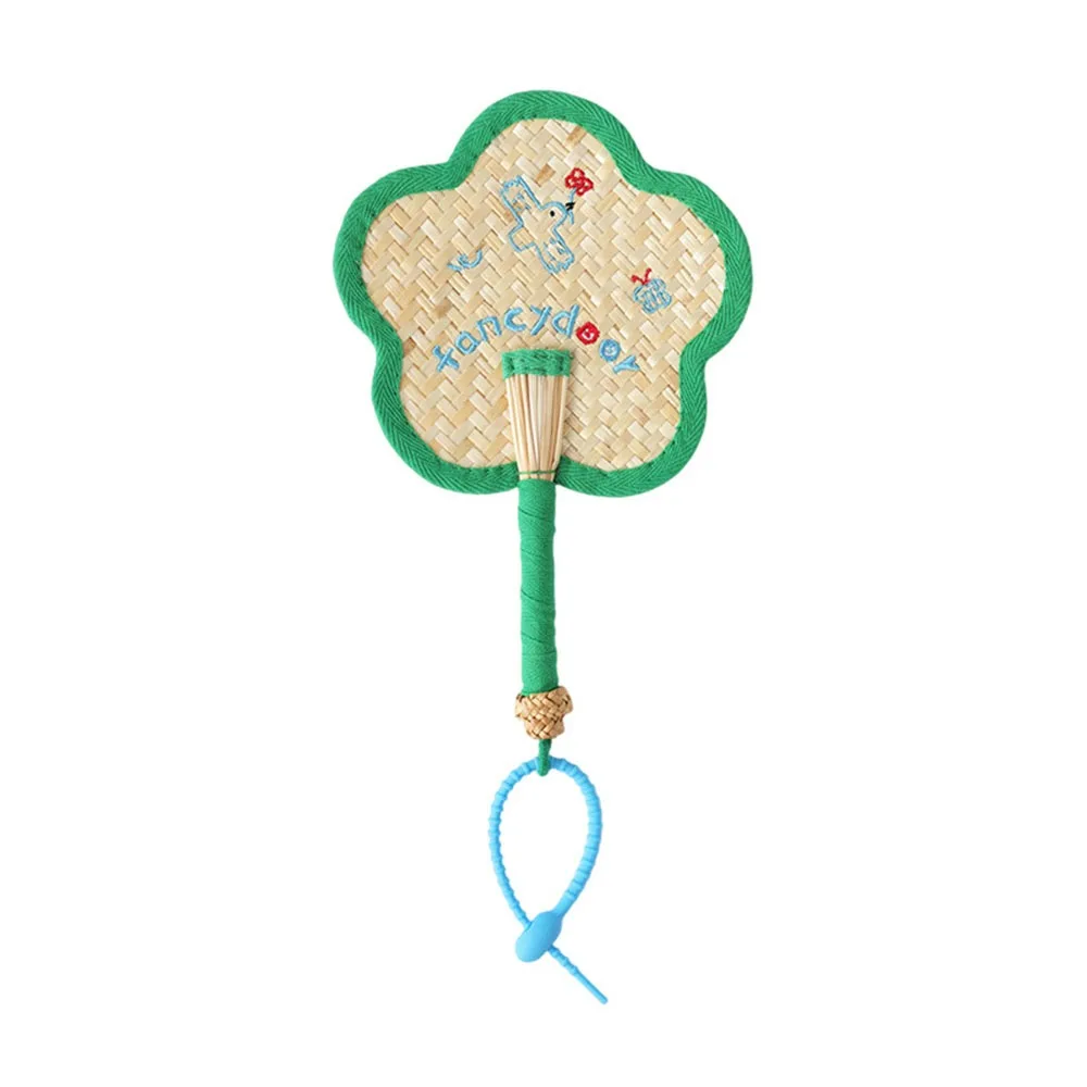 

Ручные соломенные ручные веера ручной работы в форме цветка Ручной ручной веер с ручным управлением, регулируемый с подвесным обручем Симпатичный тканый веер в китайском стиле