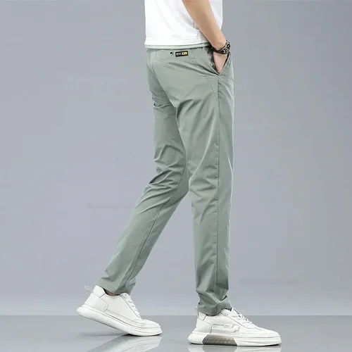 Imagen 2 del producto Pantalones informales ajustados para hombre, pantalón largo informal, suave, transpirable, elástico, a la moda, para verano, 2024