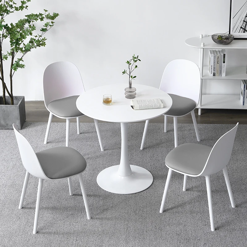 Juego De mesa De centro redonda para Sala De Estar, mueble nórdico De esquina lateral De té, color blanco, Moderno