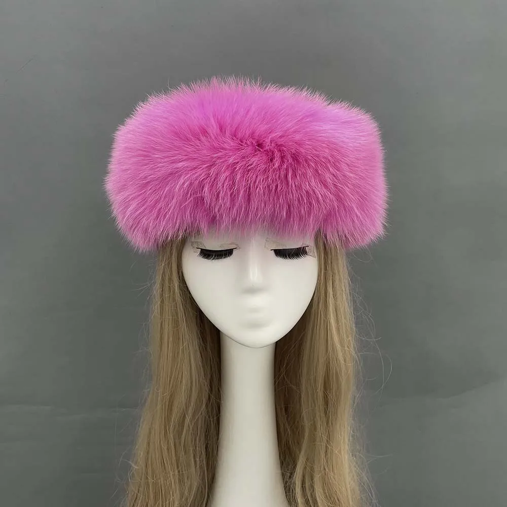 MISSJANEFUR Fur Headband Women 2022 Russia Luxury Fashion Real Fox Fur Headwear Party Outdoor Ski Warm Earwarmer Winter Hat