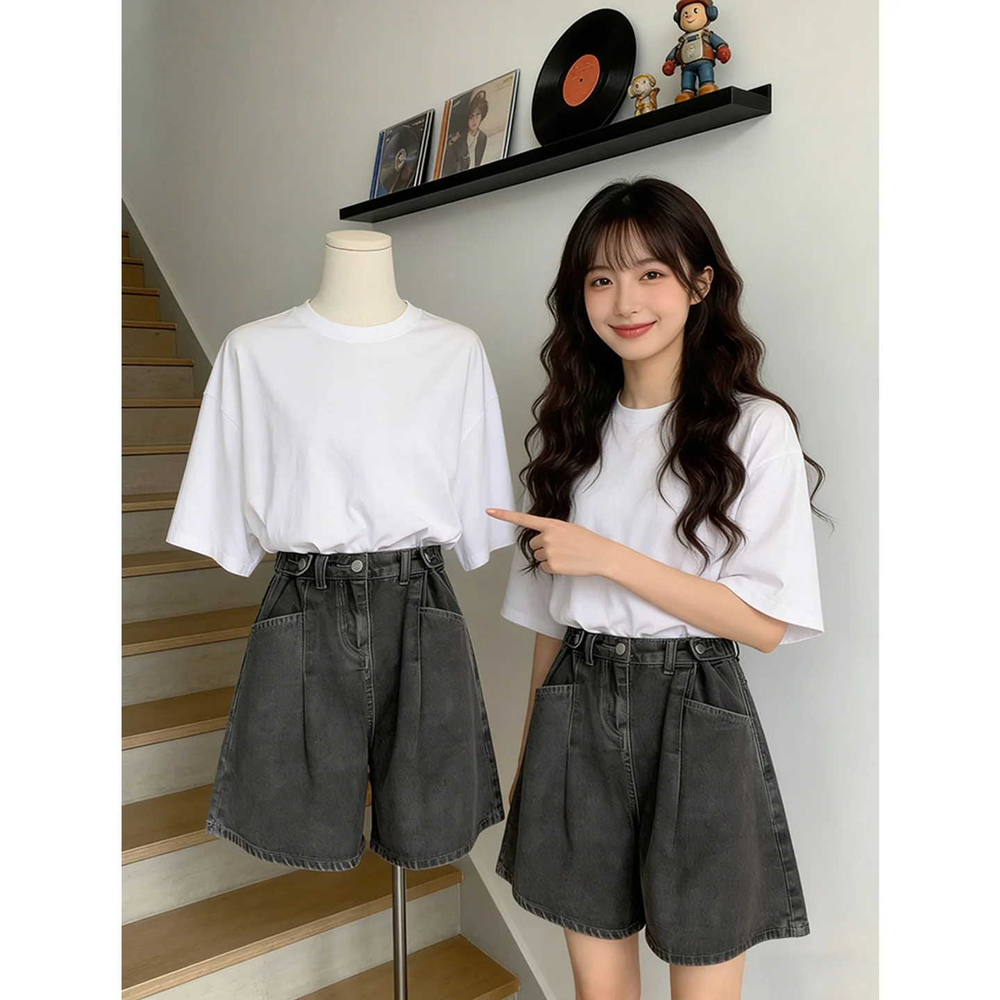 High Waist Wide Leg Short Jeans Women's Loose Fit Summer Thin Style plus Size Pear Shape Body Casual Straight Cut Trousers