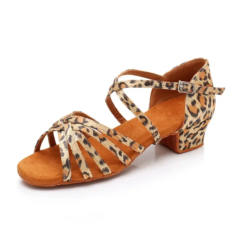 Latin Dance Shoes for Girls Women Ladies Ballroom Modern Tango Salsa Dancing Performance Shoes Medium Heels Training Shoes