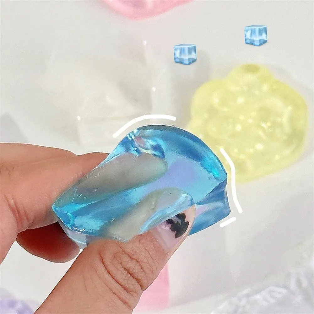 Kawaii Stress Relief Fidget Toy Transparent Cube Ice Block Squeeze Toy Cat Paw Fish Ice Cube Toys Party Favors