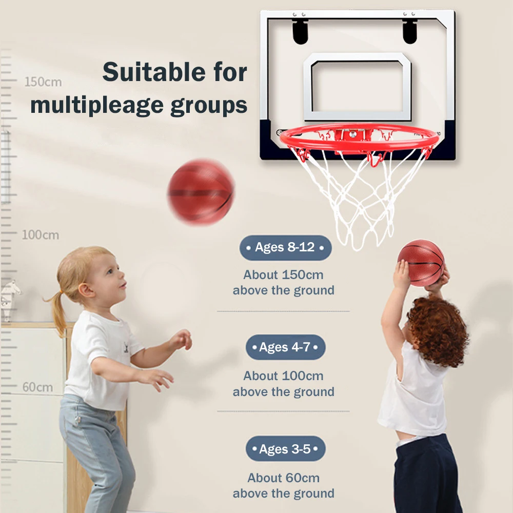 Kids Basketball Balls Toys Sports Toys Scoring for Boys Girls Wall Type Foldable Basketball Hoop Throw Outdoor Indoor Gifts