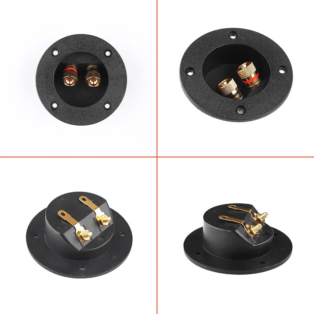 Black Brand New Speaker Terminal Connectors Round Boxes with 2 Banana Jack Gilded Subwoofer Stereo Plug Spring Cup Connection image 6