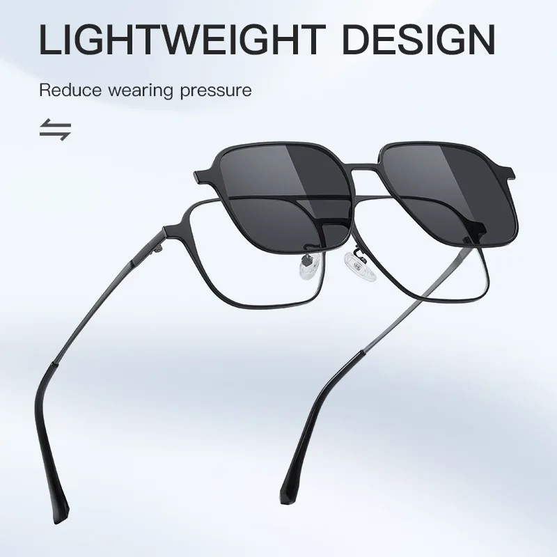 CLLOIO 3 In 1 Magnet Clip Anti Blue Light Reading Glasses Alloy Polarized Sunglasses Myopia Glasses Custom Prescription Eyewear