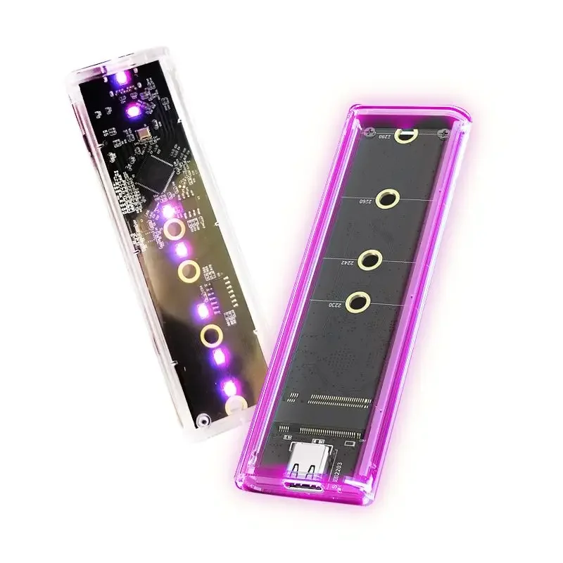 

Solid State Mobile Hard Disk Box Transparent Colorful NGFF Dual Protocol 10Gbps Laptop Desktop Computer