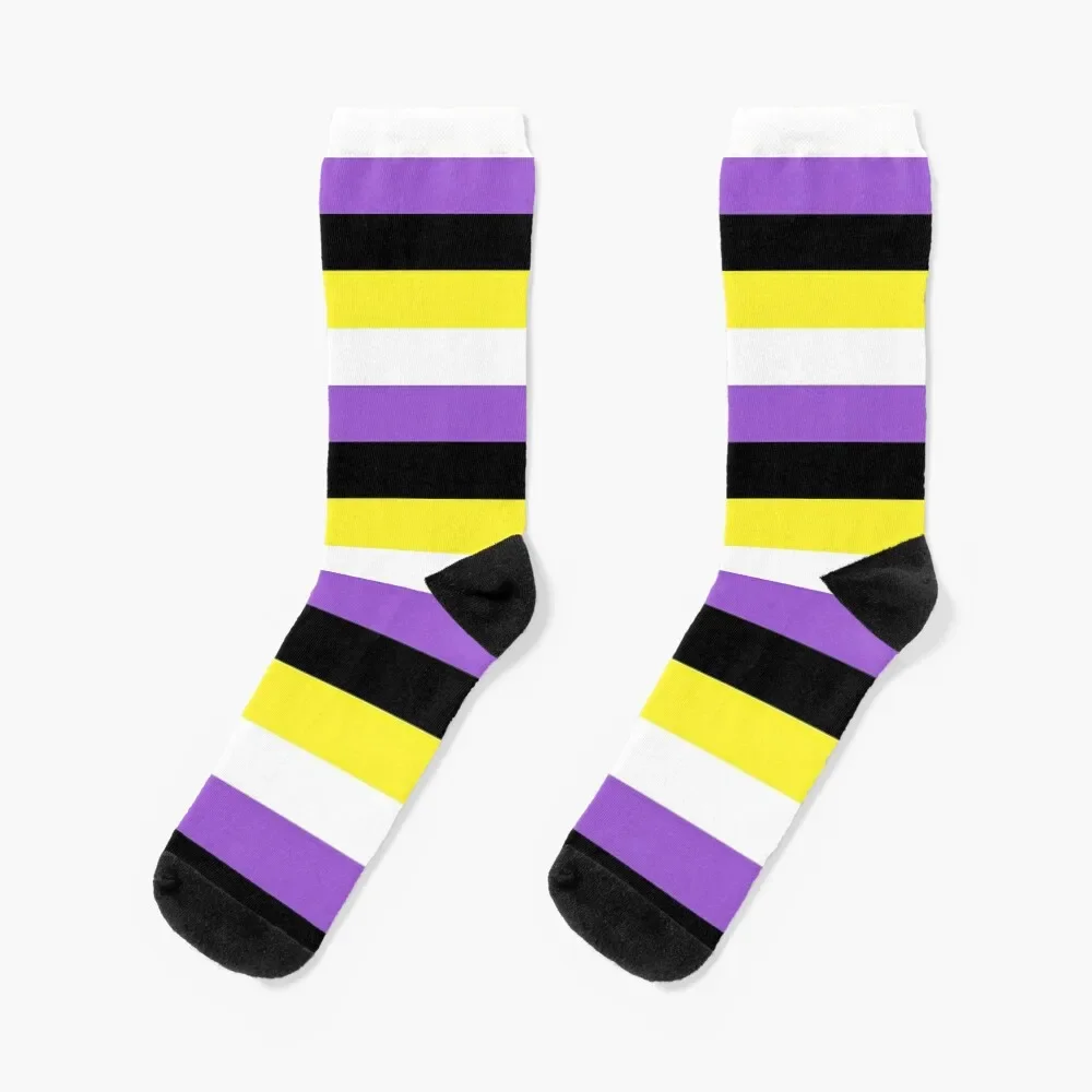 

Non binary flag pattern Socks fashionable designer Sports hiking Male Socks Women's