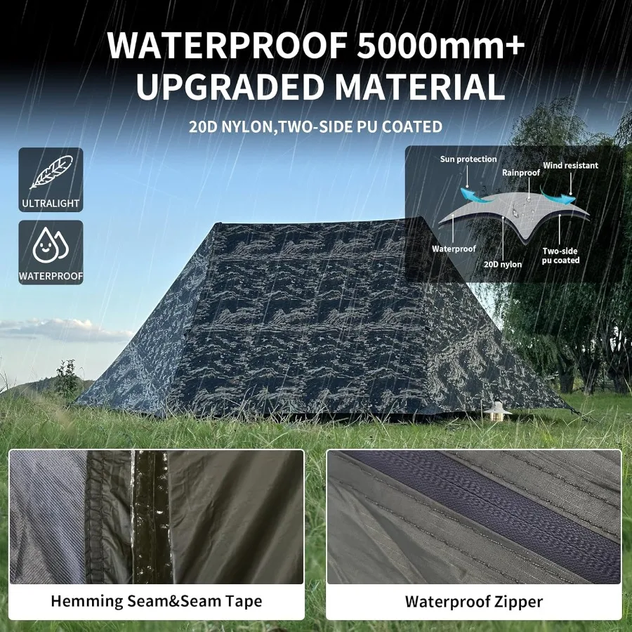 خيمة الظهر خفيفة الوزن خيمة التخييم 2 شخص خفيفة المشي لمسافات طويلة خيمة النايلون مقاوم للماء يندبروف سهلة الإعداد 4 الموسم