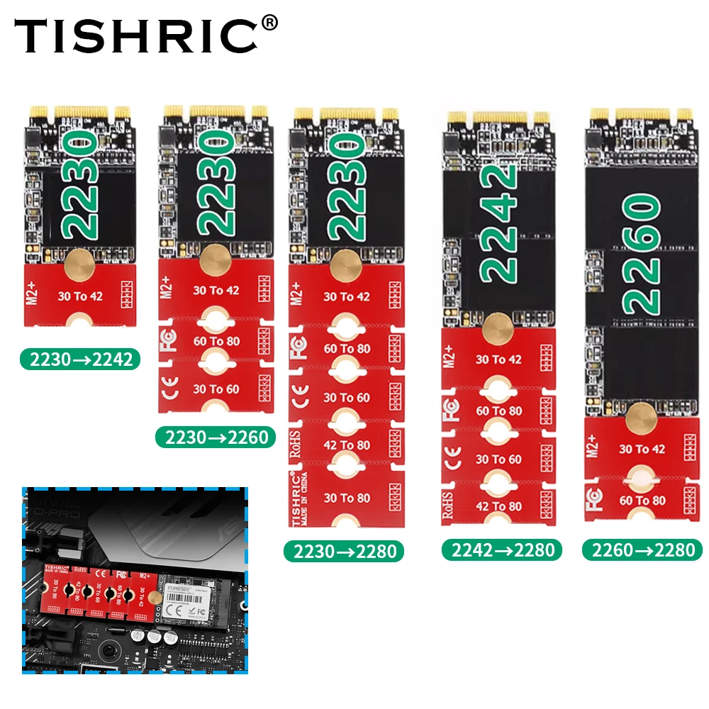 M.2 NGFF NVME SSD Extension Bracket Transfer 2230 2242 2260 2280 Extend Adapter M2 Hard Disk Extension Board 5 Adjustable Length