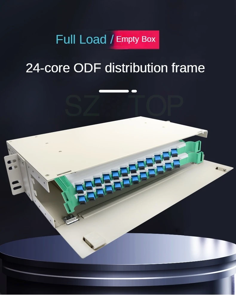 	 Fiber Optic Distribution Frame, Rack Mount Type Fiber Patch Panel, Pigtail DIY, 24 Core, ODF Chassis, SC, LC, FC, ST