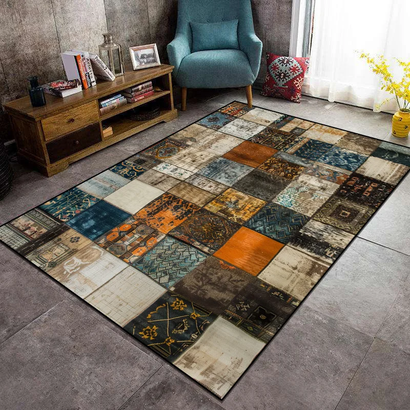 Bohemian Retro Living Room Carpets BOHO Abstract Home Large Rug Hallway Doorway Entrance Door Mat Room Decor Foot Mat Washable