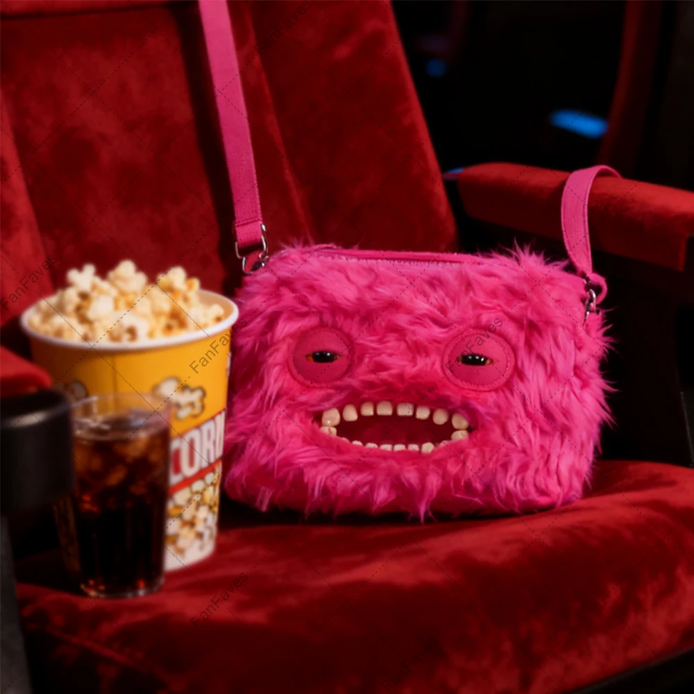 Fuggler Plush Crossbody Bag Big Head Ugly Tooth Monster Furry Animal Purse Backpack Wallet with Chain Strap Great Birthday Gift