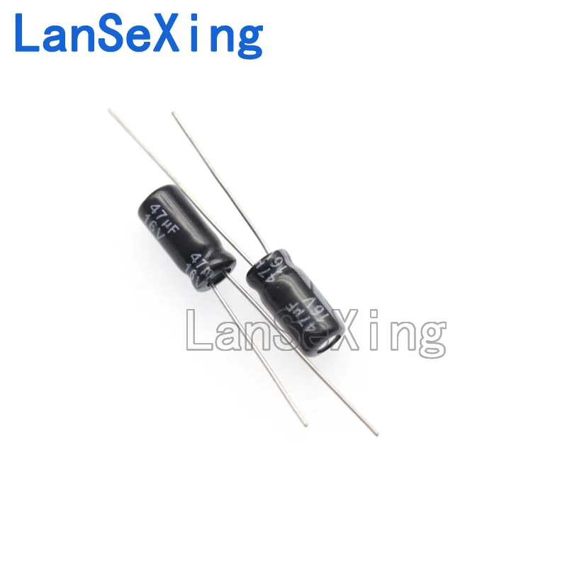 Capacitor eletrolítico de alumínio, componentes eletrônicos, Inline, Volume 5*11, 16V, 47uF, 16V, 47uF