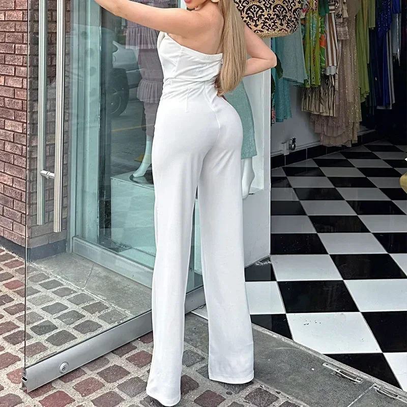 Sexy Off Shoulder Strapless Wide Leg Jumpsuits for Women Night Club Party Sleeveless One Pieces Rompers Womens Jumpsuit Elegant