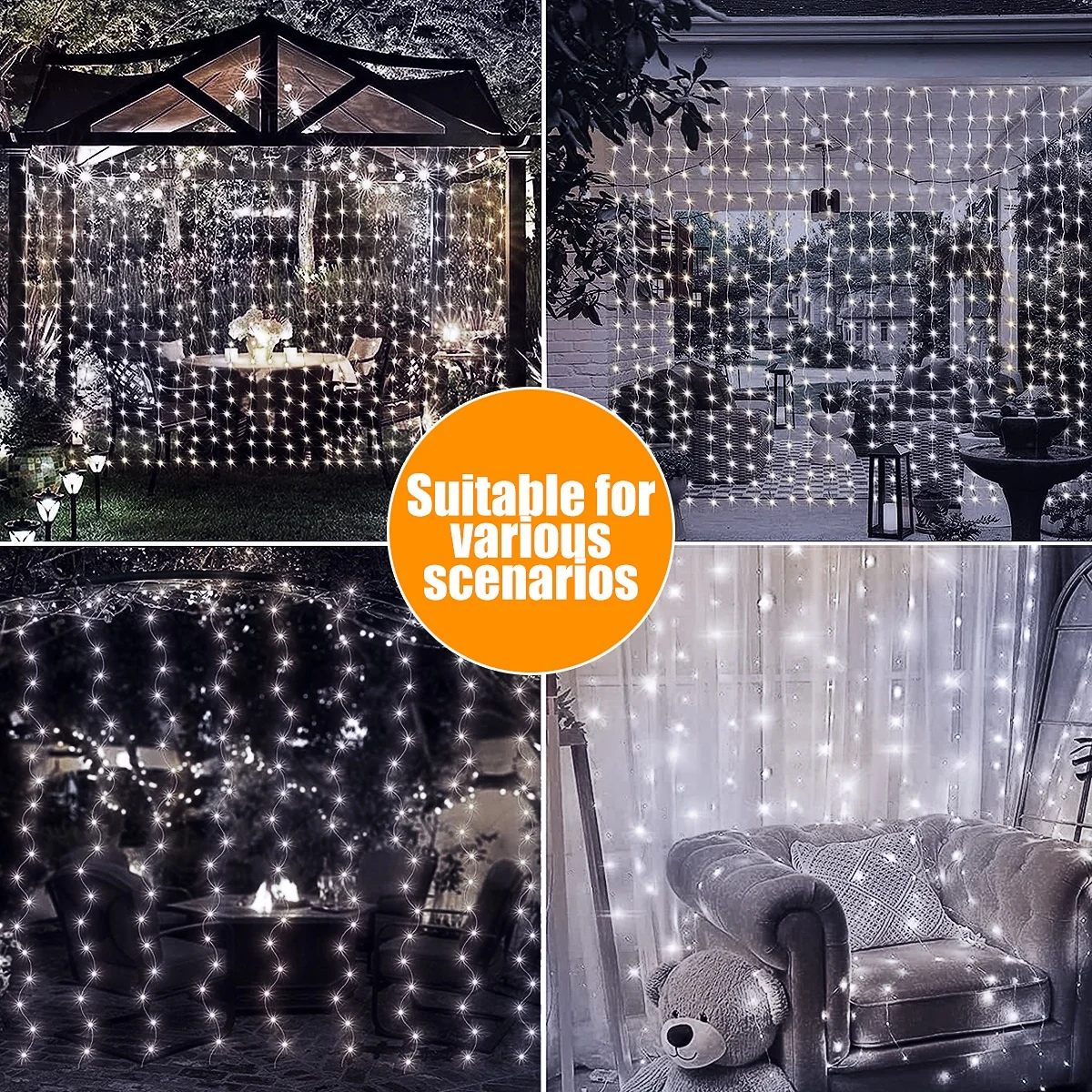 Solar LED String Lights Curtain Light Outdoor Garden Solar Copper Wire Fairy Lights Wedding Holiday Christmas Decor Solar Lamps