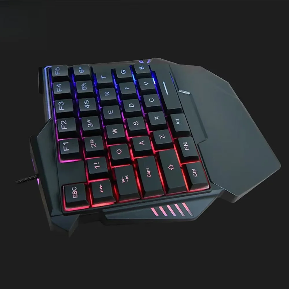 

Портативная USB-клавиатура с одной рукой, 35 клавиш, мини, проводная, с механическим ощущением, эргономичная, для гейминга