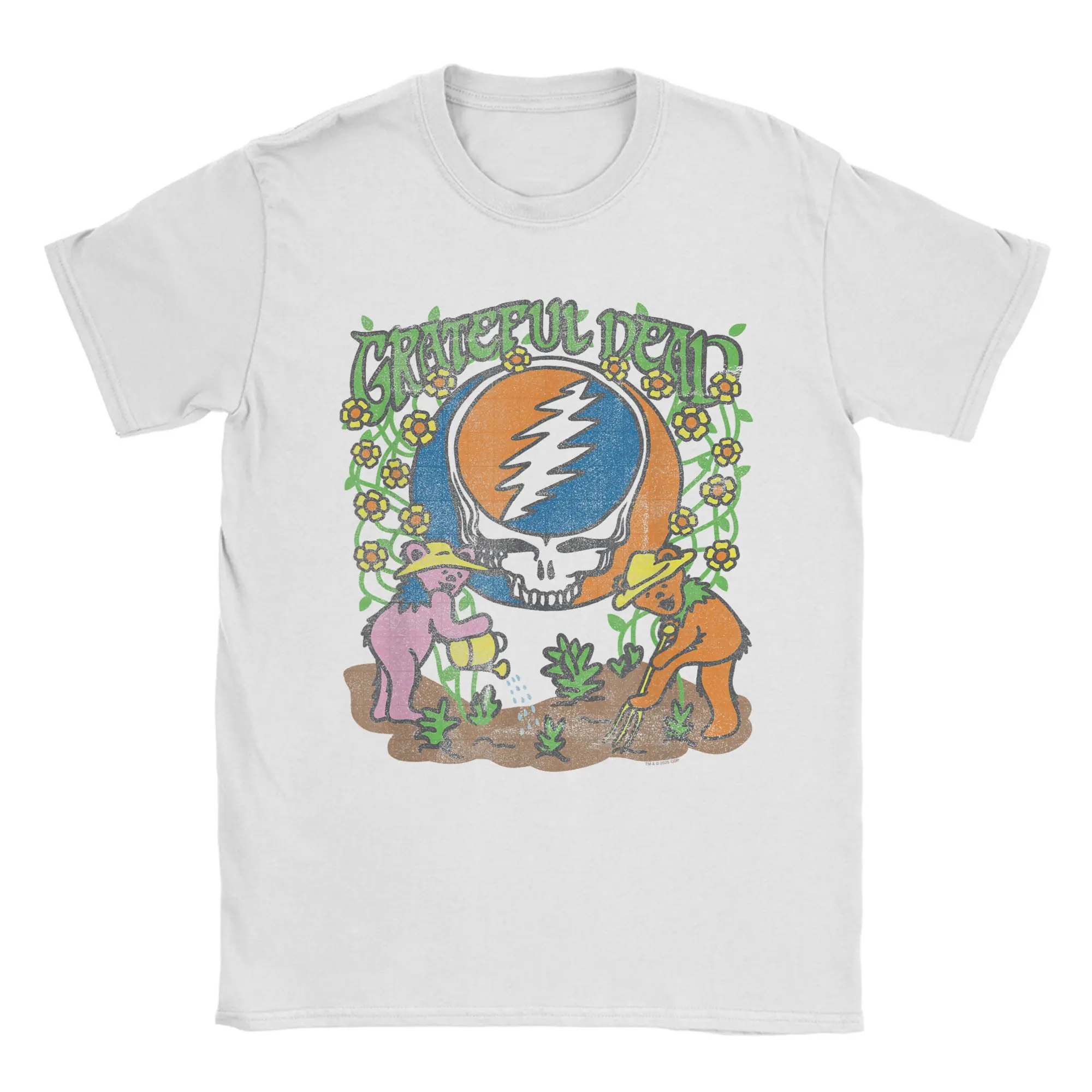 

Grateful Deads Gardening Bears Flowering винтажная футболка с группой для мужчин, модная хлопковая футболка с короткими рукавами, одежда