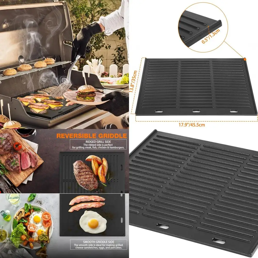 

Reversible Cast Iron Griddle, 17.9 x 13.8, Universal for Gas and Charcoal Grills