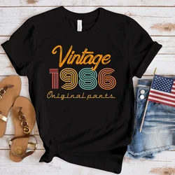 (Premium T-shirt)New Vintage 1986 Print T Shirt Women Short Sleeve Tops Tees Summer Fashion Loose Casual T-Shirt(Fast Delivery)