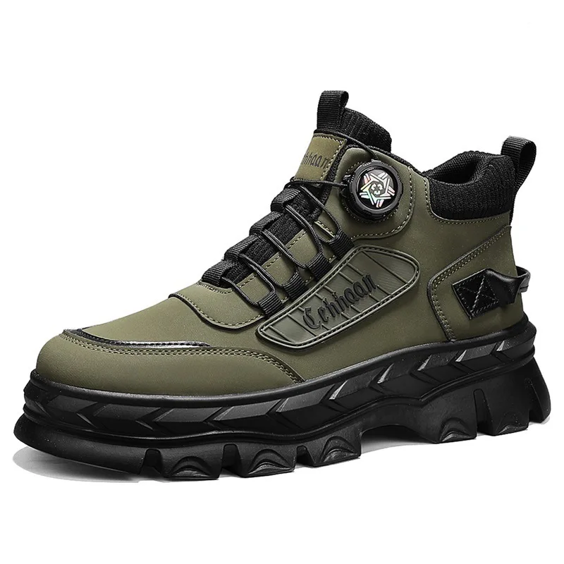 Quality Men's Ankle Boots Anti-slip Height-increasing Men's Shoes Outdoor Anti-slip Men's Work Boots Douyin Trendy Cotton Shoes