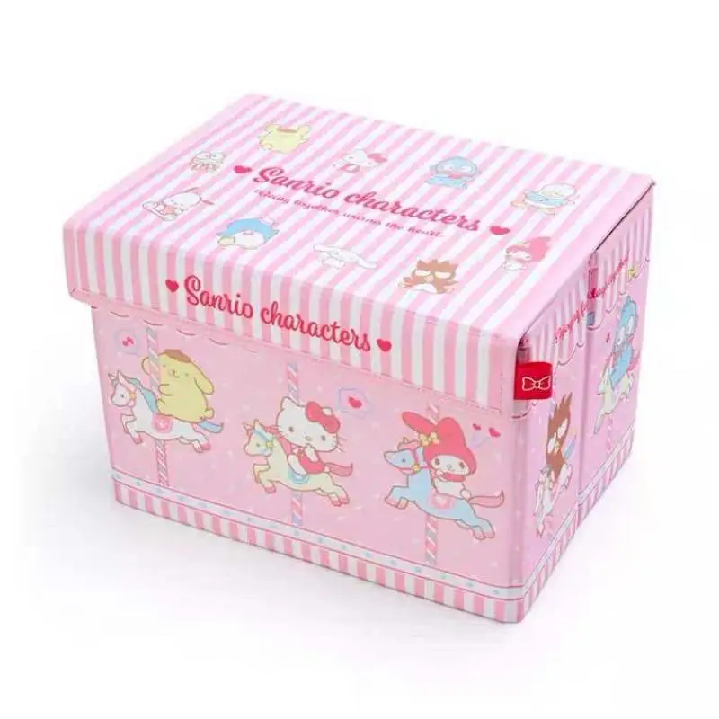 Anime Hellokittys Storage Box Sanrios Flip Cover Desktop Sundries Storage Box Office Kawaii Cartoon Bedroom Wardrobe Foldable