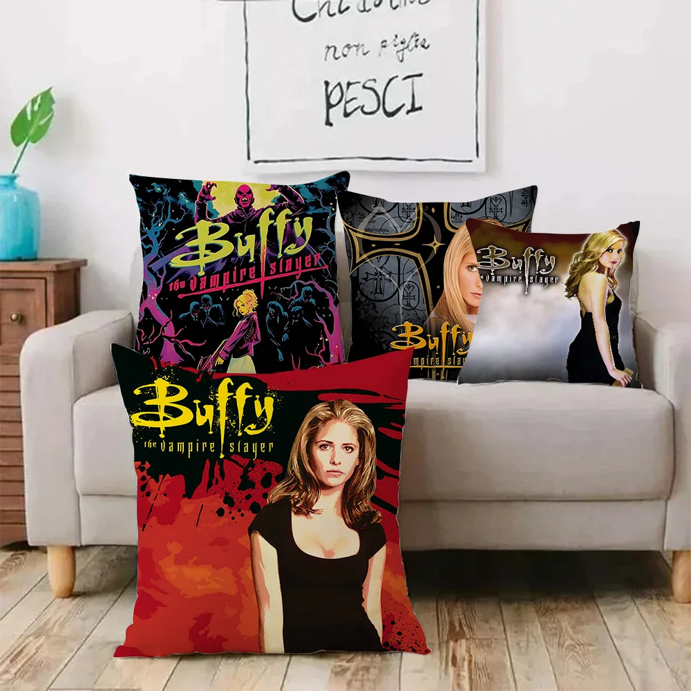 B-Buffy The V-Vampire S-Slayer Pillow Covers Cartoon Sofa Decorative Home Double-sided Printing Short Plush Cute Cushion Cover