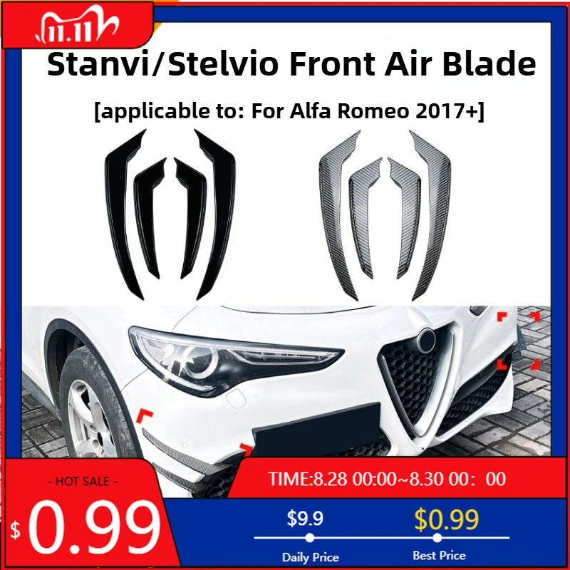 

Hot Ornaments For Alfa Romeo Stelvio 2017 2018 2019 2020 2021 2022 2023 2024 2025 Wind Blade Grille Car Sticker Modification Int