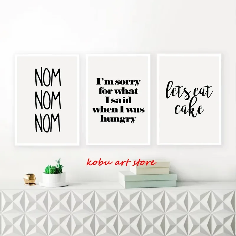Funny Kitchen Quotes Poster Foodie Food Lover Print Canvas Painting Black and White Minimalist Wall Art Pictures Home Decor