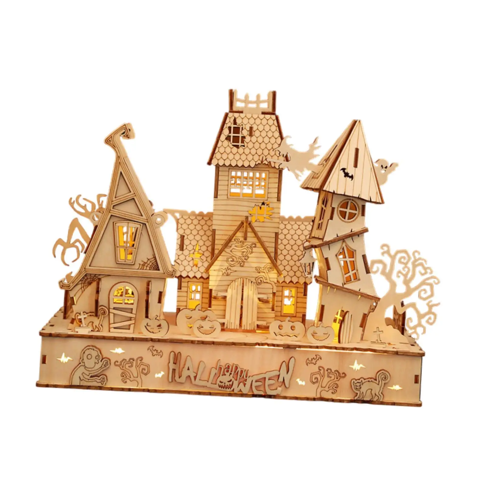 

Halloween DIY Puzzle House Ornament Handmade Small Houses Kids 3D Puzzle DIY
