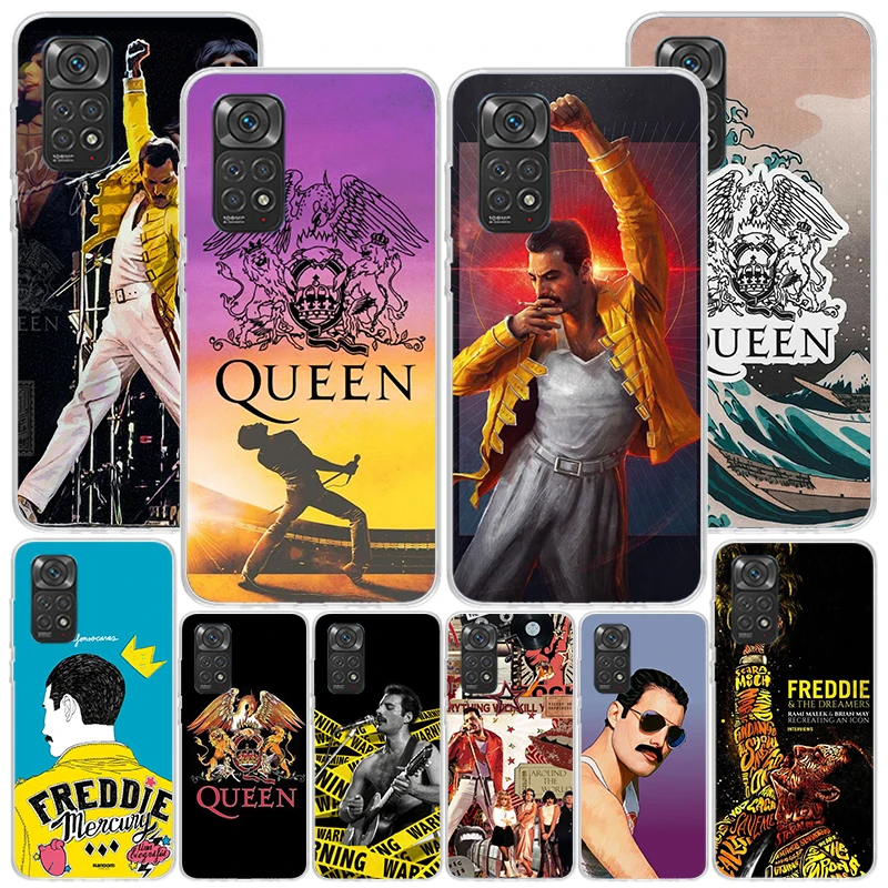 Rock Funky Freddie Mercury Queen Phone Case For Xiaomi Redmi Note 13 12S 12 11 11S 11E 10 Pro Plus 10S 11T 9 9S 8 8T 7 5G Person