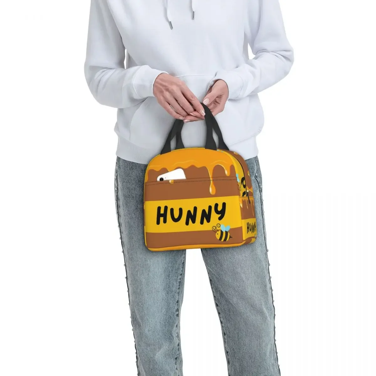 Winnie The Pooh Hunny Pot Drawstring Bag Lunch Bags Insulated Bento Box Portable Lunch Tote Leakproof Picnic Bags Cooler Thermal