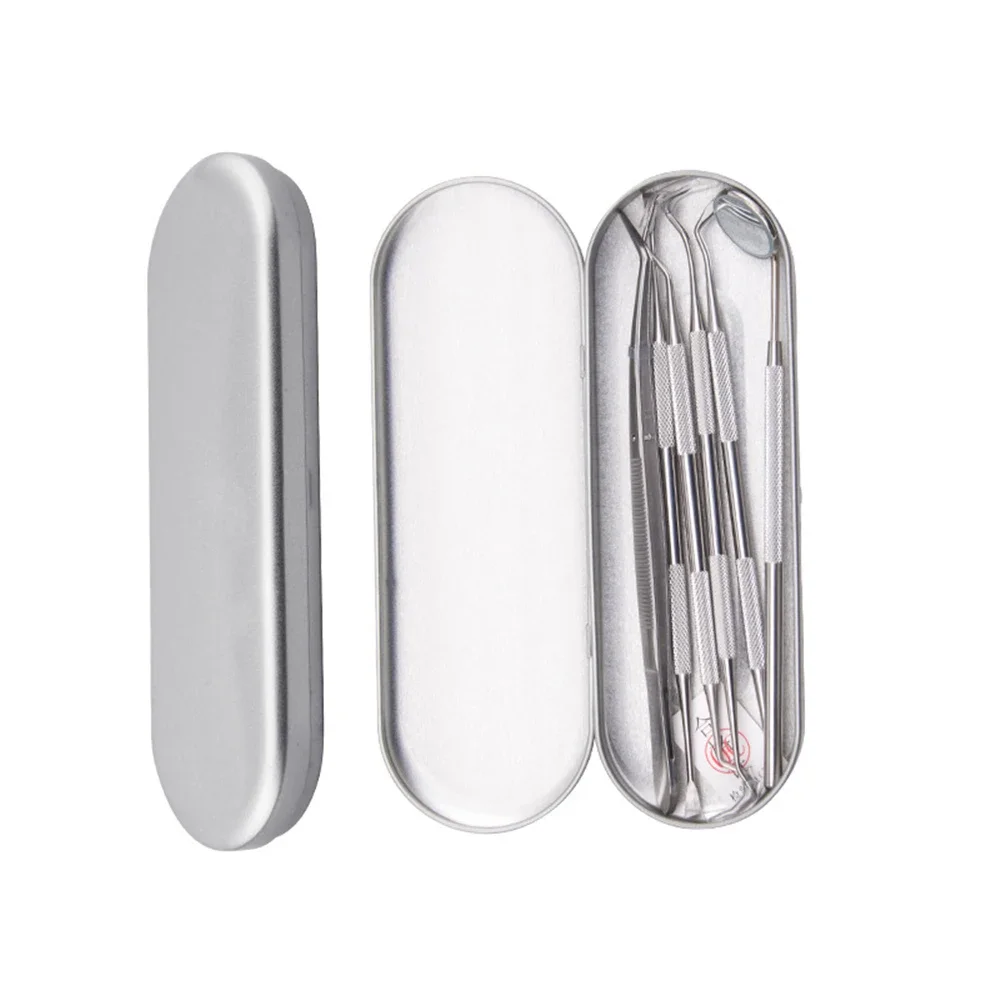 6 قطعة/صندوق طبيب الأسنان أجهزة صندوق الأدوات الفولاذ المقاوم للصدأ حالات متعددة مرآة الأسنان مسبار الأسنان الملقط أداة العناية بالفم