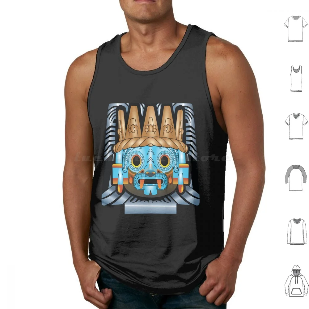 Tlaloc Camisetas sin mangas Estampado Algodón Tlaloc Azteca Azteca Maya México Cultura Caifanes El Tri