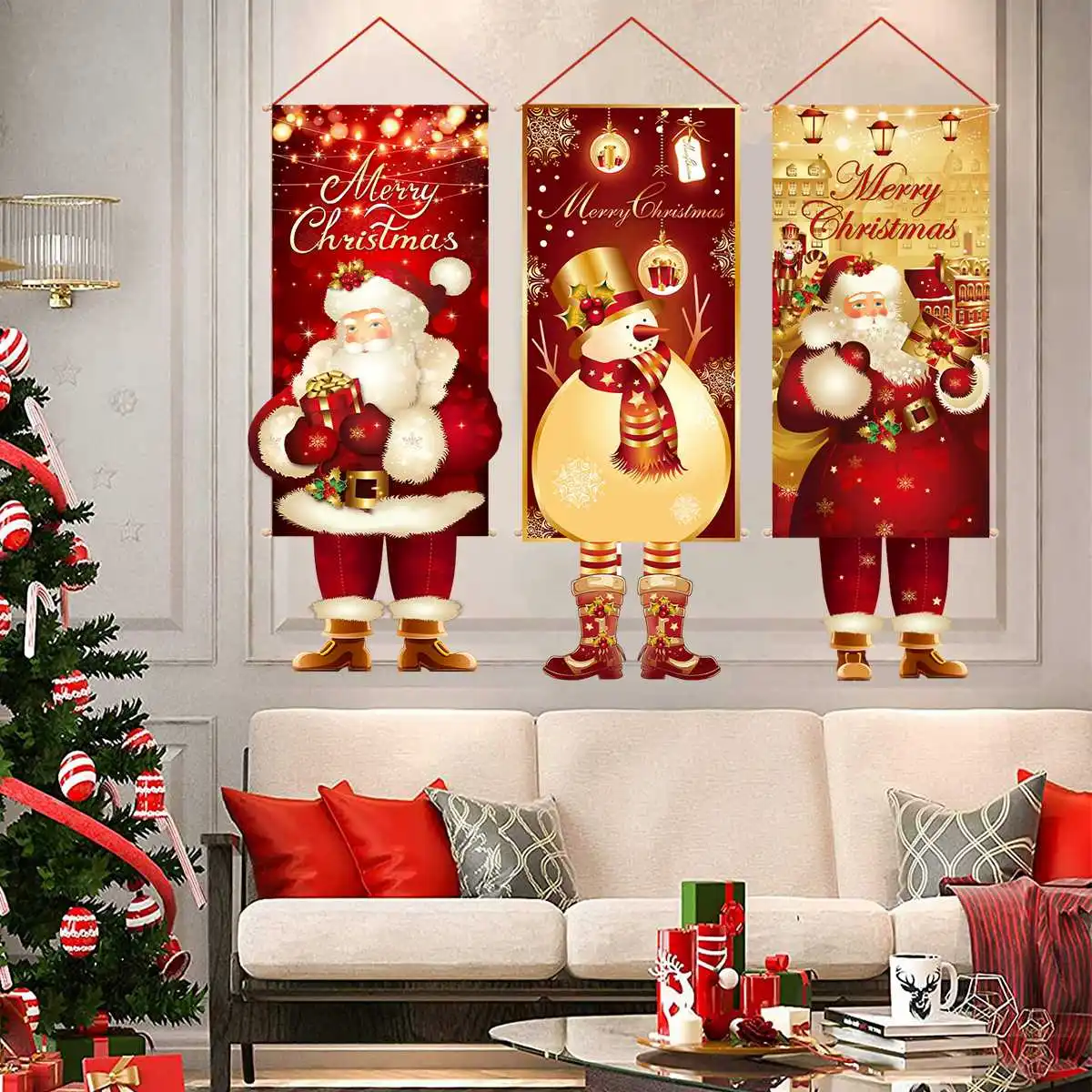 Natale Hanging Flag portico Door Banner decorazioni natalizie per la casa 2024 ornamenti regali di natale Navidad capodanno Decor 2025