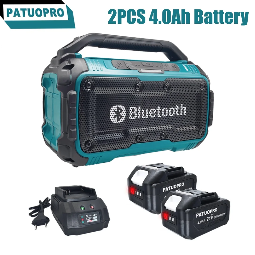 Kabelloser Bluetooth-Lautsprecher, tragbarer Outdoor-Lautsprecher mit USB-Anschluss, TWS-Pairing-Funktion und kompatibel mit Makita 18-V-Akku