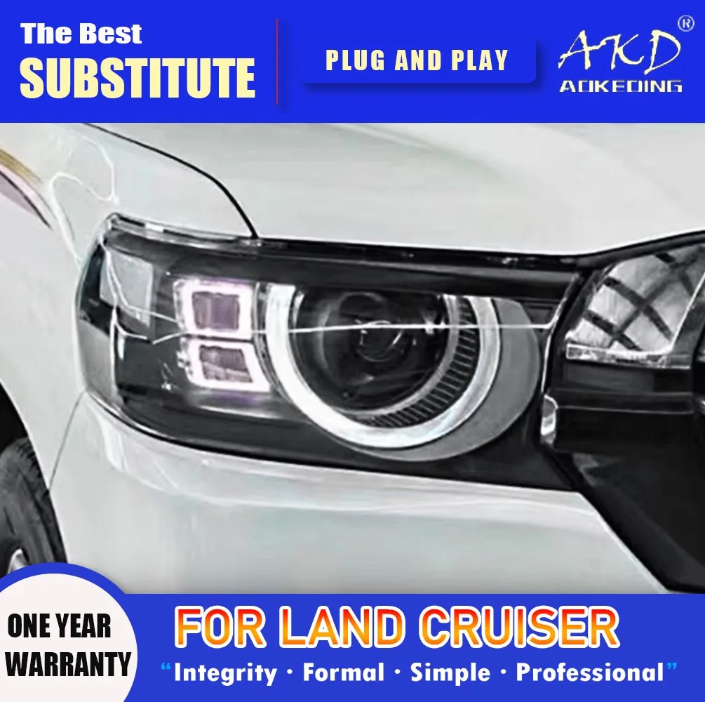 

AKD Head Lamp for TOYOTA Land Cruiser LED Headlight 2016-2021 Headlights LC200 DRL Turn Signal High Beam Angel Eye Projector