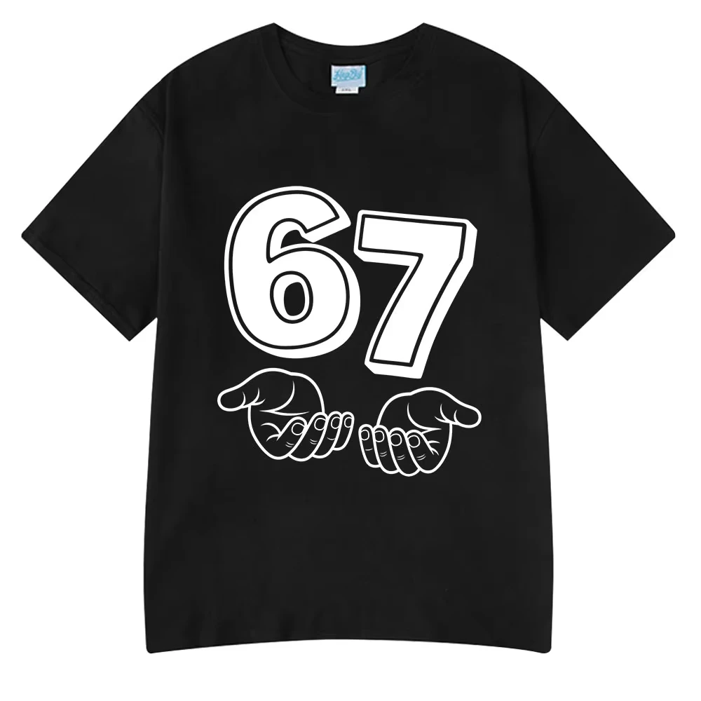 Six Seven Funny Cartoon Number 67 Hand Meme T Shirts Men Women Clothing Fashion Summer Casual Short Sleeve T-shirts