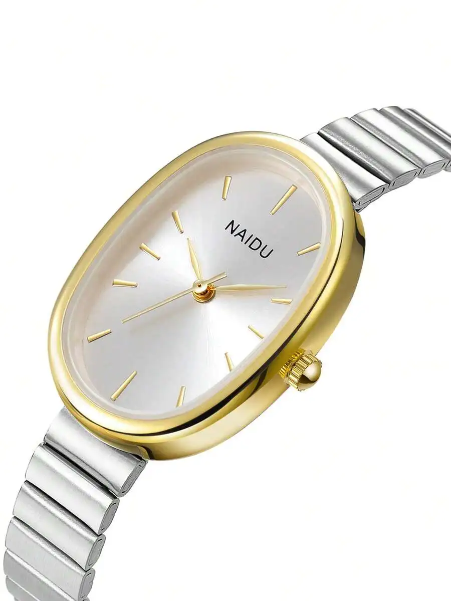 1pc Women's Stainless Steel Strap Simple & Fashionable Quartz Watch, Suitable For Daily Wear And Decoration