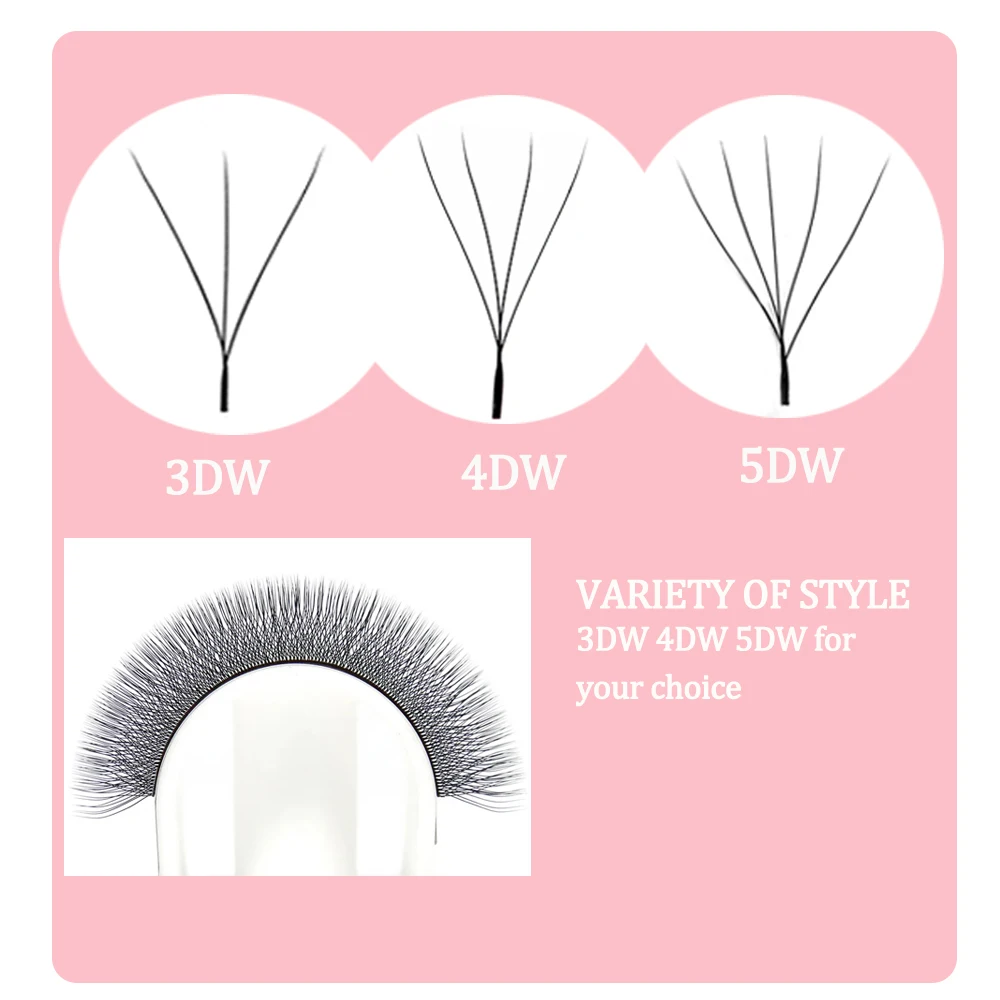 Domi 3D4D5D W Shape Premade Volume Fans Lashes Large Bundle Clover Bloom Natural Soft Dense Natural False Idividual Eyelashes