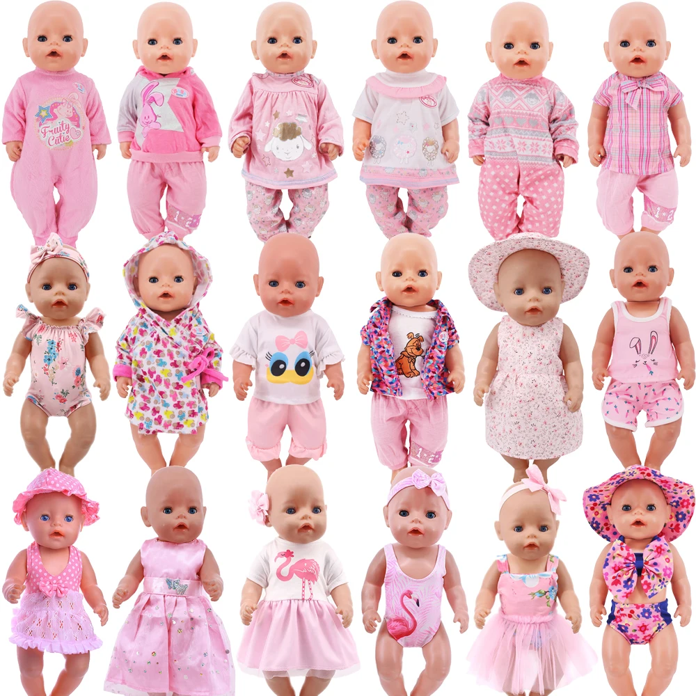 Pink Clothes Suit For 43 Cm Born Baby Reborn Doll Accessories 18 Inch American Doll Girls Toys Our Generation Nenuco