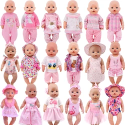 Pink Clothes Suit For 43 Cm Born Baby Reborn Doll Accessories 18 Inch American Doll Girls Toys Our Generation Nenuco