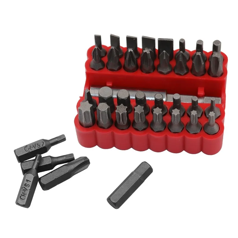 33-teiliges Set mit elektrischen Schraubendreher-Bits, Kreuz-, Sechskant- und Alien-Bits, Verlängerungsstangen und Werkzeugzubehör. – Detail 4