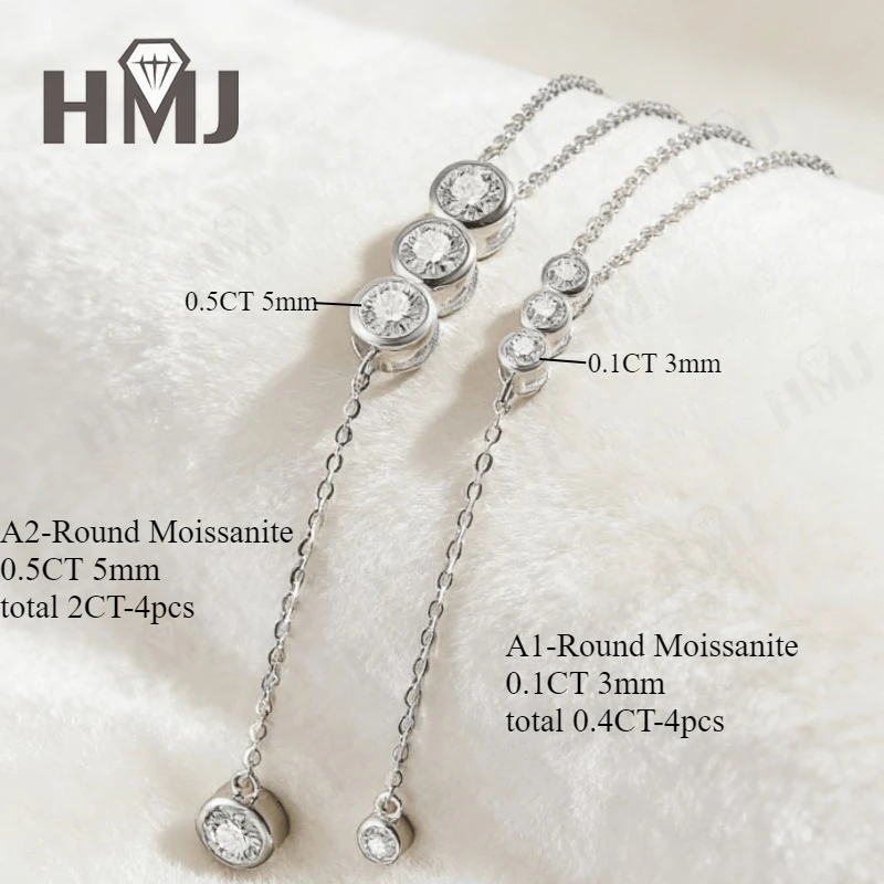 Classic Bubble Necklace D Color Round Moissanite Diamond S925 Silver Plated Dainty Chain for Enegament Party Daily Perfect Gift